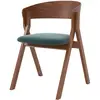 Image de Chaise en bois d'hévéa et tissu vert chiné