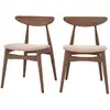 Image de Lot de 2 chaises en tissu beige et bois foncé d'hévéa