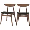 Image de Lot de 2 chaises en cuir synthétique noir et bois d'hévéa