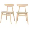 Image de Lot de 2 chaises en tissu beige et bois d'hévéa