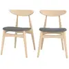 Image de Lot de 2 chaises en tissu gris et bois d'hévéa