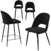Image de Pack 2 chaises et 2 chaises de bar 65 cm en velours noir
