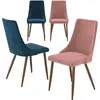 Image de Pack 4 chaises en velours bleu et rose