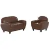 Image de Ensemble canapé et fauteuil marron foncé 3 places