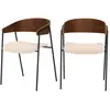 Image de Lot de 2 chaises en velours blanc cassé et bois de noyer