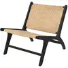 Image de Fauteuil en bois de teck noir et tressage chevron en rotin
