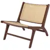 Image de Fauteuil en bois de teck finition noyer et cannage en rotin