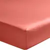 Image de Drap housse satin de coton rouge brique 140x190 cm