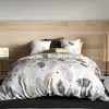 Image de Parure de lit imprimée + 2 taies en coton gris 260x240 cm