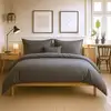 Image de Parure housse de couette coton gris fonce 240x220 cm