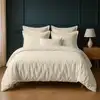 Image de Parure housse de couette coton ivoire 260x240 cm