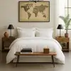 Image de Housse de couette 220x240 cm Percale de Coton Blanc Nuage