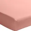 Image de Drap housse percale de coton rose poudré 140x190 cm