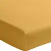 Image de Drap housse percale de coton jaune moutarde 140x190 cm