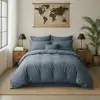 Image de Housse de couette 220x240 cm Percale de Coton Lavé Bleu Forever