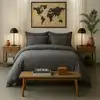 Image de Housse de couette 220x240 cm Percale de Coton Lavé Gris Magnet