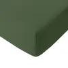 Image de Drap housse gaze de coton vert cèdre 140x190 cm