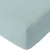Image de Drap housse gaze de coton bleu givrée 160x200 cm
