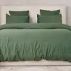 Image de Parure housse de couette gaze de coton vert cèdre 240x220 cm