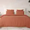 Image de Parure housse de couette gaze de coton safran mineral 260x240 cm