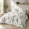 Image de Parure housse de couette + 2 taies à volant 100% coton 240x220 cm