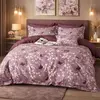 Image de Parure housse de couette en coton motif floral rose violet 240x220 cm