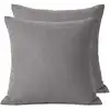 Image de Lot de 2 taies d'oreiller en percale de coton unie gris 65x65 cm