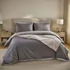 Image de Housse de couette réversible en percale de coton uni gris 240x220 cm