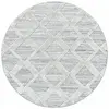 Image de Tapis bohème rond à relief blanc ivoire 160x160cm