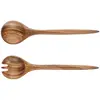 Image de Couverts à salade en bois d'acacia marron 32cm