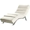 Image de Chaise longue multipositions en cuir blanc cassé