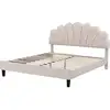 Image de Lit en velours beige 160 x 200 cm