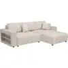 Image de Canapé d'angle convertible 3 places en tissu jacquard chenille beige