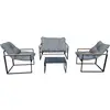 Image de Salon de jardin 4 places en acier gris/noir