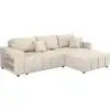 Image de Canapé d'angle convertible 3 places en tissu jacquard chenille beige
