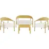 Image de Salon de jardin 4 places en acier jaune