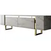Image de Meuble tv gris aspect travertin, accents dorés 180 cm