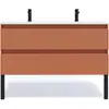 Image de Meuble salle de bain double vasque 120cm 2 tiroirs terracotta