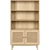 Image de Bibliothèque 2 portes couleur chêne et cannage 84 cm