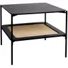 Image de Table basse carrée noire décor bois et cannage