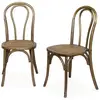 Image de Chaise en bois et rotin arrondie marron vieilli x 2