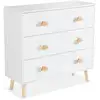 Image de Commode enfant, 3 tiroirs avec poignée nuage, blanche