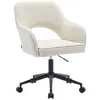 Image de Chaise de bureau à roulettes velours côtelé blanc