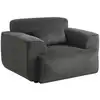Image de Fauteuil velours côtelé gris foncé, coussin fourni