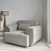 Image de Fauteuil velours côtelé gris clair, coussin fourni