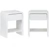 Image de Lot de 2 tables de chevet effet bois blanc rainuré