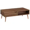 Image de Table basse vintage décor bois de noyer 1 tiroir 2 niches