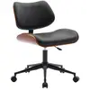 Image de Chaise de bureau décor effet noyer simili cuir noir