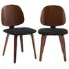 Image de 2 chaises placage noyer bouclette texturée noire