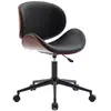 Image de Chaise de bureau noire à roulettes placage noyer